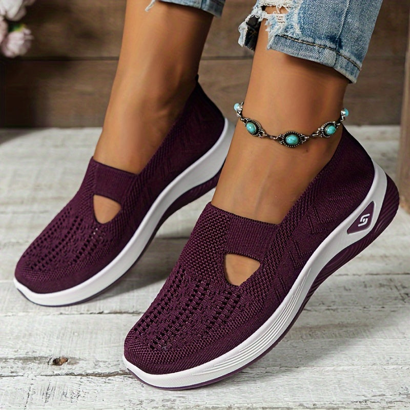 Women's Breathable Mesh Slip-on Sneakers - Casual Lightweight Walking Shoes with Rubber Sole, Fabric Insole, and No Embellishment - All-Season Comfort Vintage Style from Taizhou - Hand Washable