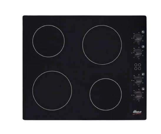 Univa Hob Ceran 4 plates with Control Panel Black