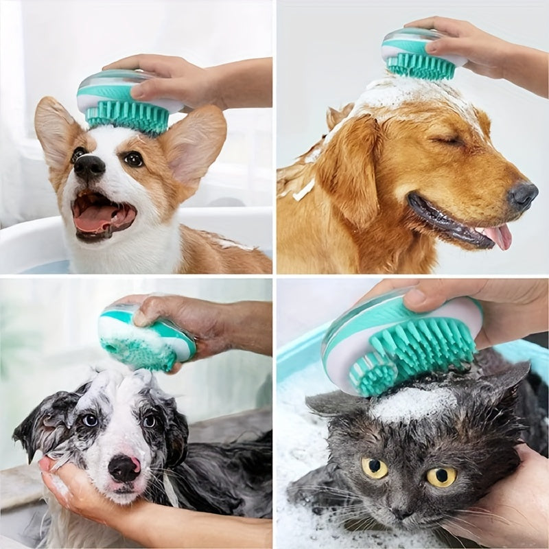 2-in-1 Pet Bath Brush, Soft Silicone Dog And Cat Shower Grooming Comb, Gentle Massage Rubber Comb For Pets, Easy Cleaning Spa Tool For Fur Beauty, Universal Pet Bathing Accessory