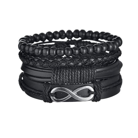 Men's 4pcs leather bracelet