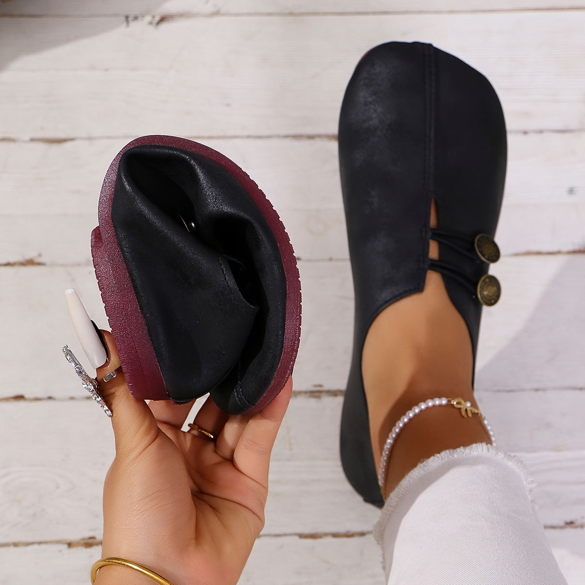 Women's Fashion Flats - Versatile All-Season Slip-On Shoes with Soft Sole, Hand Washable, Faux Cover & Fabric Lining