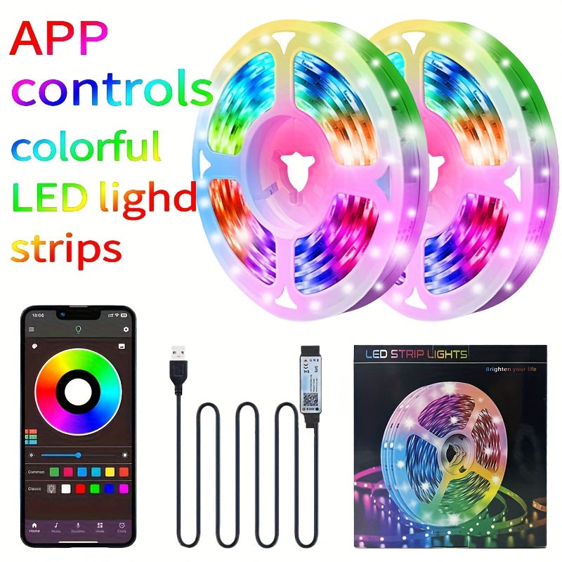 Deluxe Gift Box 99.97cm-30.48meter 5050 LED Strip Lights with Music Sync, Remote & App Control, Timer, Adjustable Brightness - Perfect for Bedrooms, Living Rooms, Game Rooms & Dance Studios