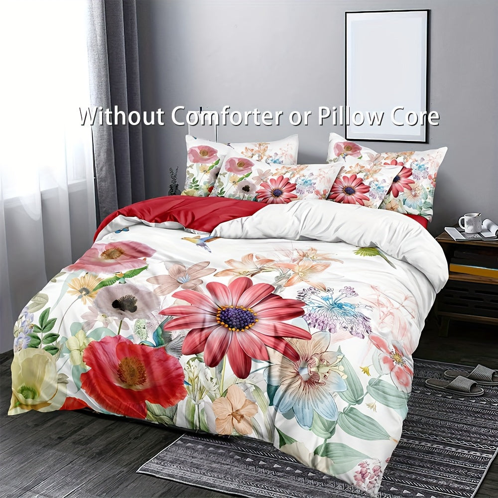 2/3pcs Luxury Digital Printed Duvet Cover Set, Elegant Floral Bedding Set, Soft Comfortable Duvet Cover, For Bedroom, Guest Room (1*Duvet Cover   1/2*Pillowcase, Without Core)