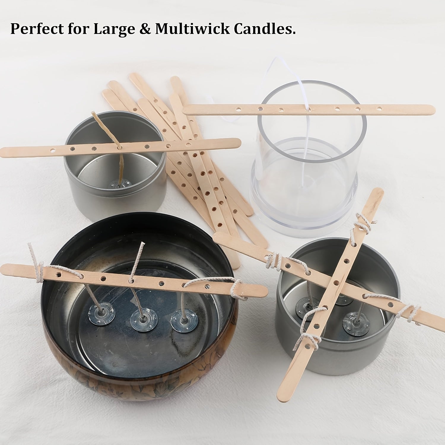 100pcs Wooden Candle Wick Holders - 7-Hole Design, Ideal for Large & Multi-Wick Candles, Durable Material, No Power Needed, Perfect for DIY Candle Making Projects, Suitable for Home Decor / Craft Enthusiasts