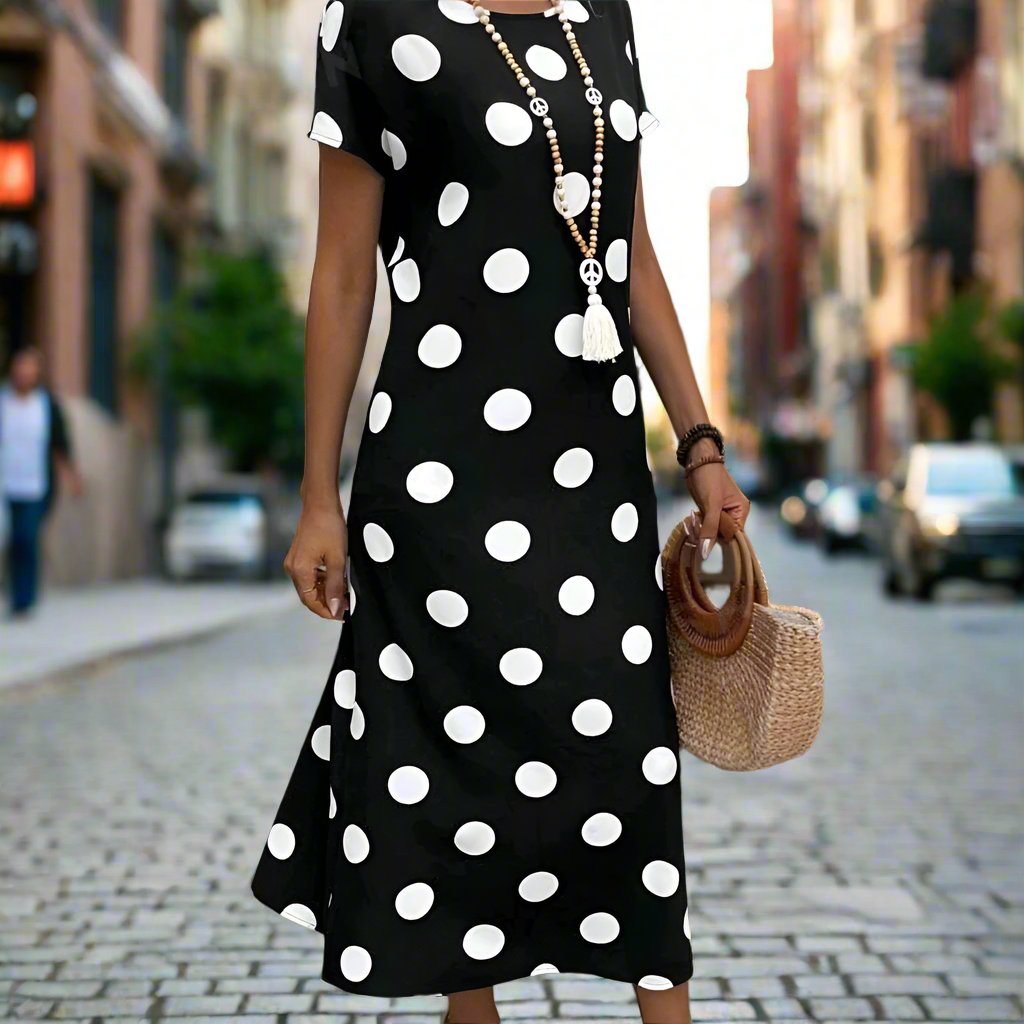 Ladies Polka Dot Black Dress