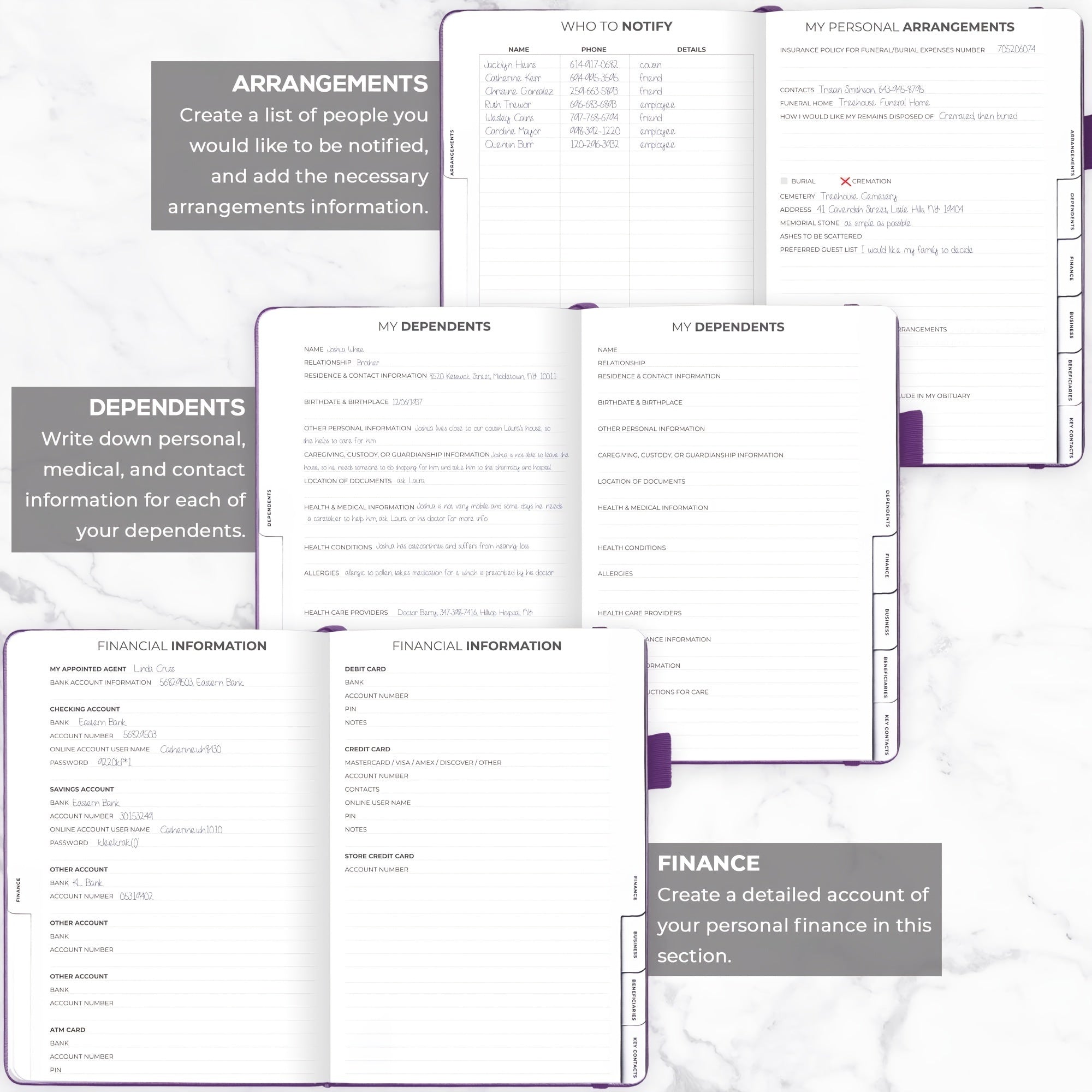 End of Life Planner, Large Tree Faux Leather Embossed Cover, Elderly End-of-Life Planner, Guide to Estate Planning Organizer and Beneficiary Planner Manual, Organizer of Final Arrangements for Beneficiaries, Will Preparation, Last Wishes and Funeral Plan