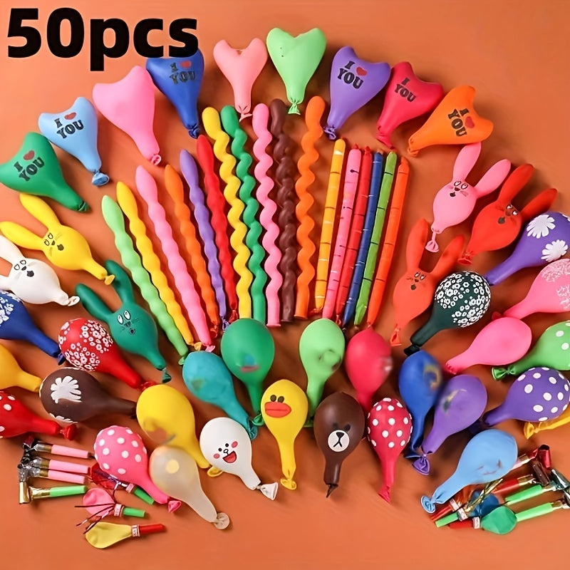 50pcs Quick Fill Balloon Set - Vibrant Party & Event Decor for Birthdays, Weddings, Holidays - Easy Assembly Included