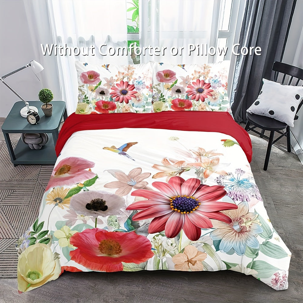 2/3pcs Luxury Digital Printed Duvet Cover Set, Elegant Floral Bedding Set, Soft Comfortable Duvet Cover, For Bedroom, Guest Room (1*Duvet Cover   1/2*Pillowcase, Without Core)