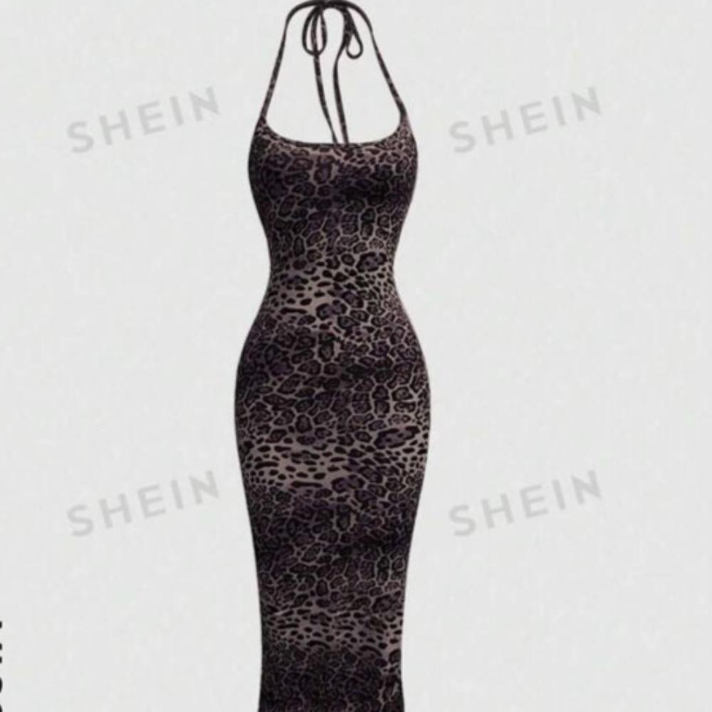 Ladies Leopard Print Slip Dress