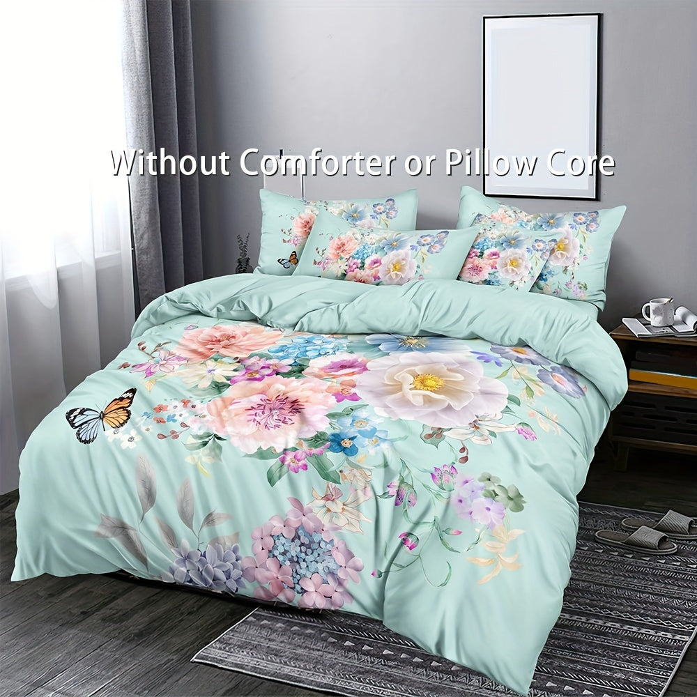 2/3pcs Luxury Digital Printed Duvet Cover Set, Elegant Floral Bedding Set, Soft Comfortable Duvet Cover, For Bedroom, Guest Room (1*Duvet Cover   1/2*Pillowcase, Without Core)