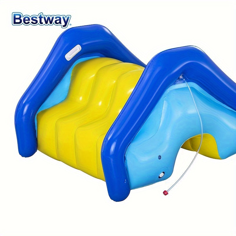 1pc Bestway Inflatable Pool Water Slide - Durable PVC, Yellow, 2.47m x 1.24m x 1.00m, Built-in Sprinkler, No Electricity Required, for Outdoor Leisure / Poolside Fun, Youngsters and Adults