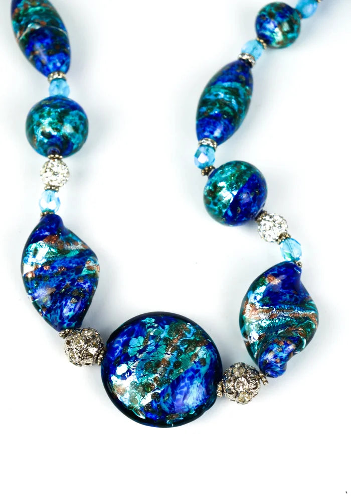 Lumina – Blue Murano Glass Necklace With Silver