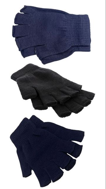 Men's and Women's Fingerless Gloves Set of 3 - Grey, Black,Navy