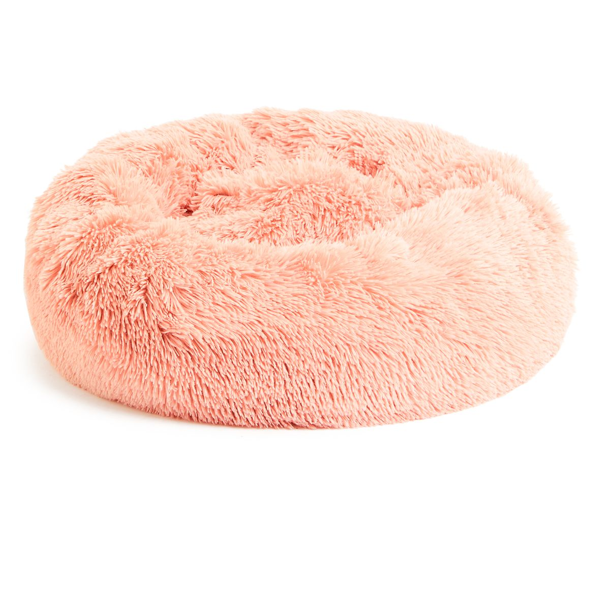 Wiggle - 90cm Calming Donut Pet Fur Bed - Light Grey - Blush Pink