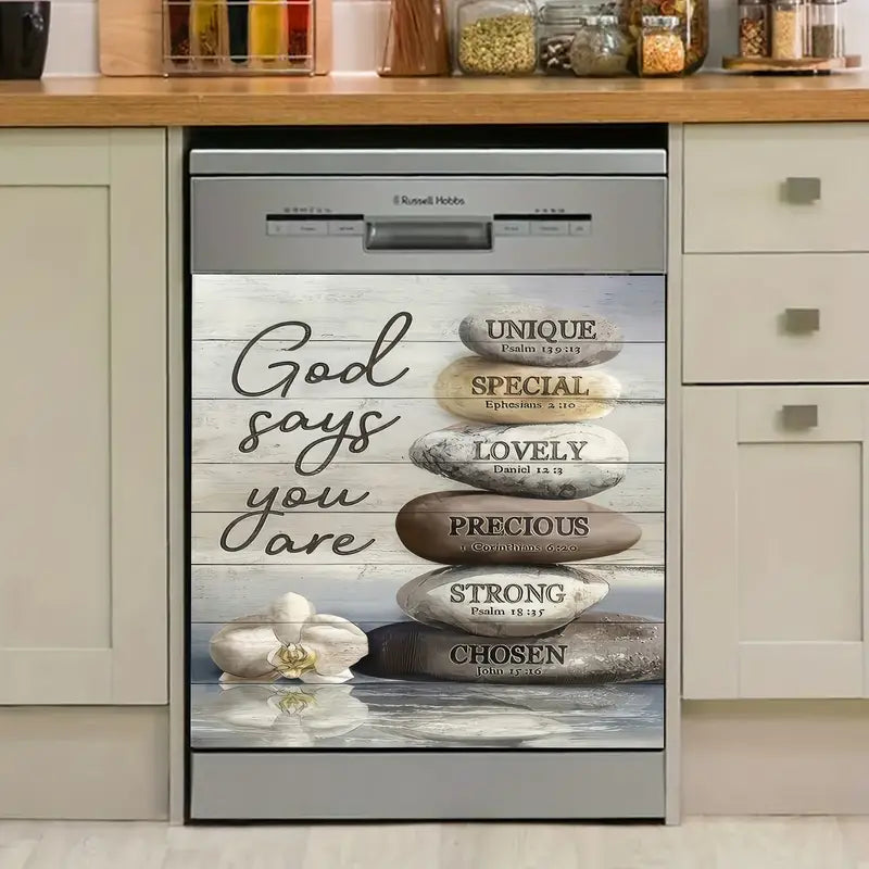 Chic Kitchen Decor Magnet - Waterproof & Moisture-Proof Dishwasher Cover Panel, Stainless Steel Refrigerator Door Art, 58.42cm x 65.02cm, Perfect for All Iron Surfaces