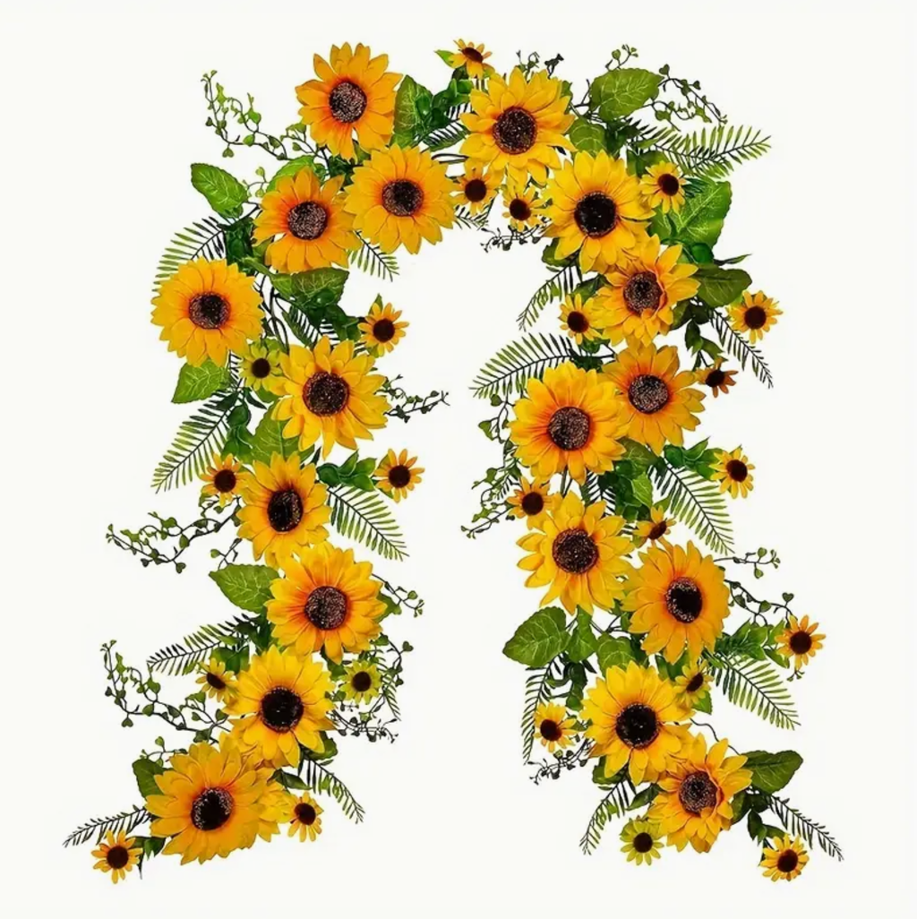 Sunflower Garland - 1pc Artificial Vine for Wedding, Tabletop & Door Decor | Perfect for Home, Garden, and Party Ambiance Sunflower Wedding Decorations