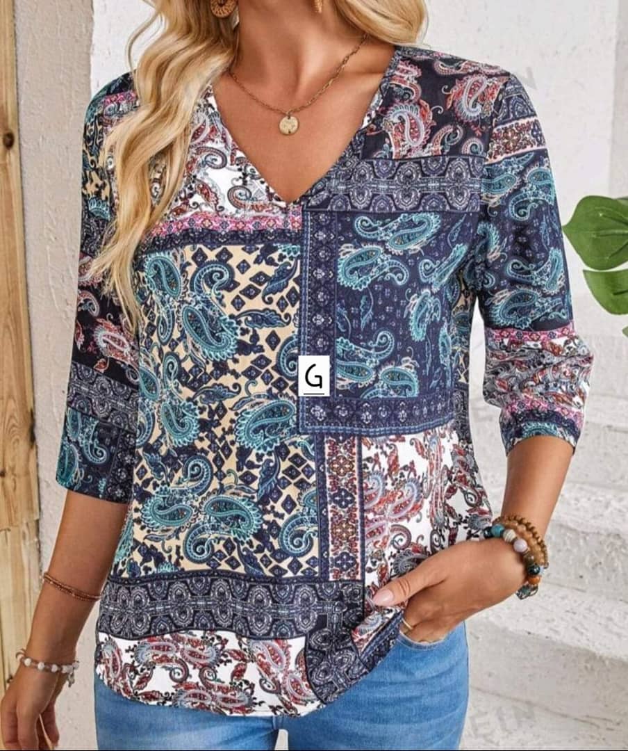 EMERY ROSE Women's Holiday Leisure Paisley Printed Shirt