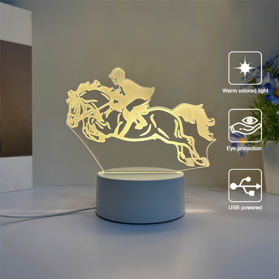 3D Vision Horse Night Light - USB Lamp with Monochrome Warm Glow, Plug-in Base, and Adjustable Brightness - Perfect Birthday Gift for Friends and Family, Suitable for Bedroom, Living Room, and Study