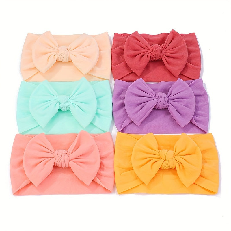 10pcs Morandi Color Youngsters Bow Headbands, Soft Nylon Hair Bands for Youngsters and Youngsters, Gentle on Hair, Festive Girls' Hair Accessories, Polyester Fiber Material