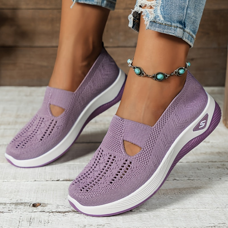 Women's Breathable Mesh Slip-on Sneakers - Casual Lightweight Walking Shoes with Rubber Sole, Fabric Insole, and No Embellishment - All-Season Comfort Vintage Style from Taizhou - Hand Washable