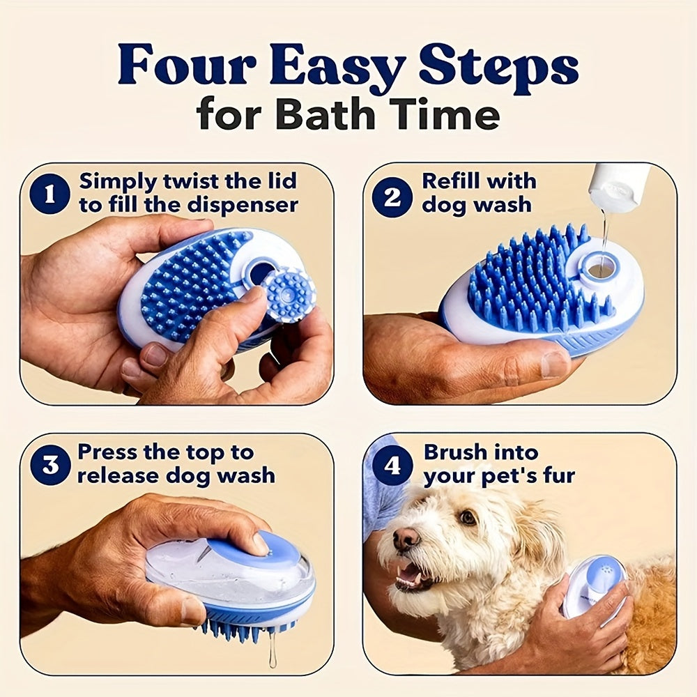 2-in-1 Pet Bath Brush, Soft Silicone Dog And Cat Shower Grooming Comb, Gentle Massage Rubber Comb For Pets, Easy Cleaning Spa Tool For Fur Beauty, Universal Pet Bathing Accessory