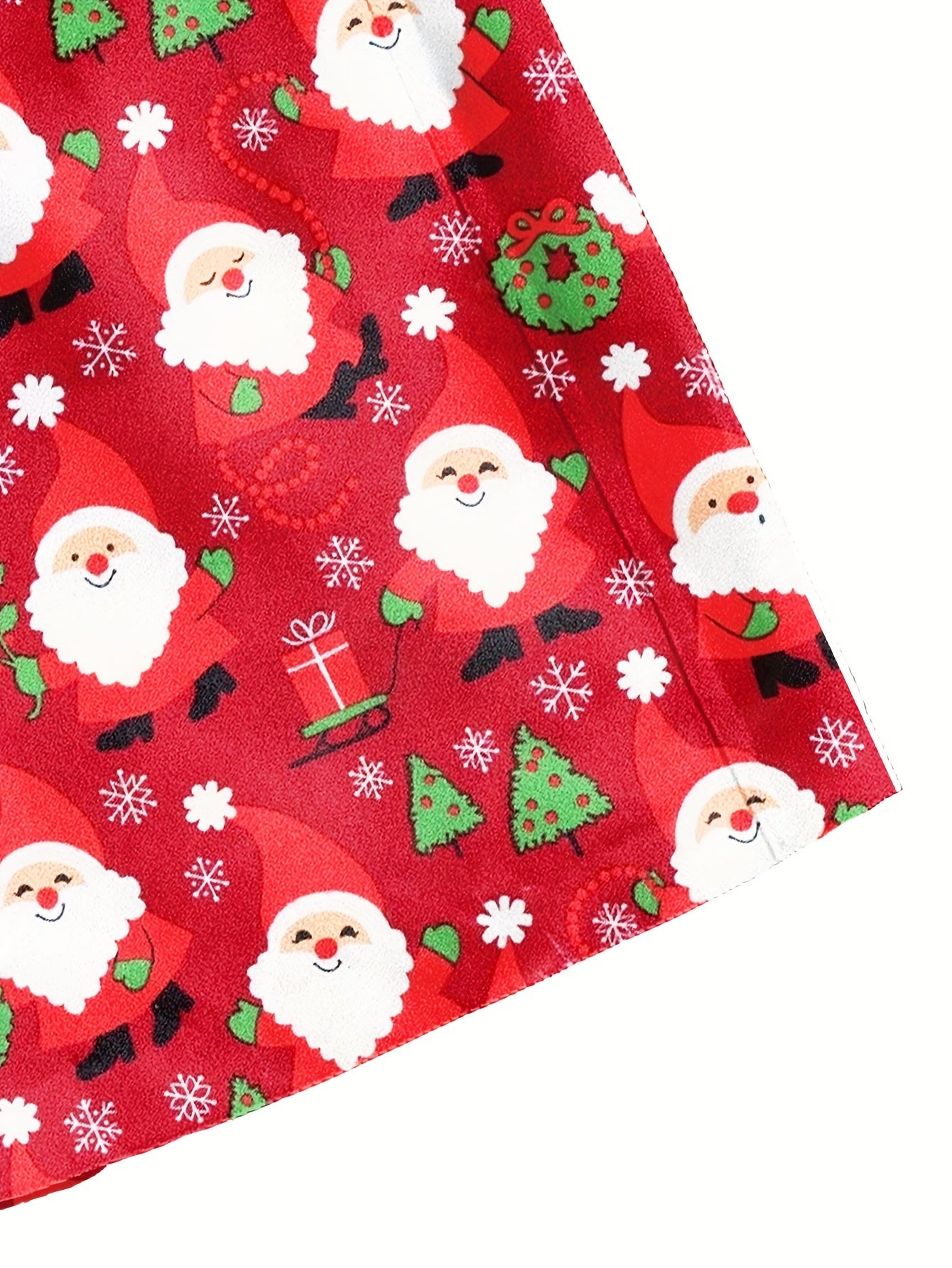 Men's Christmas Themed Santa And Tree Print Board Shorts With Drawstring, Casual Versatile Shorts For Summer Novelty Leisurewear