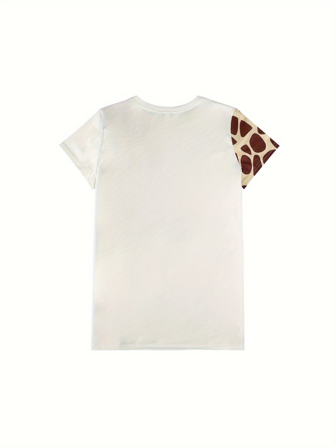 Trendy Giraffe Print T-Shirt - Comfortable Crew Neck, Short Sleeve for Casual Chic - Ideal Spring & Summer Wear - Womens Fashion Essential