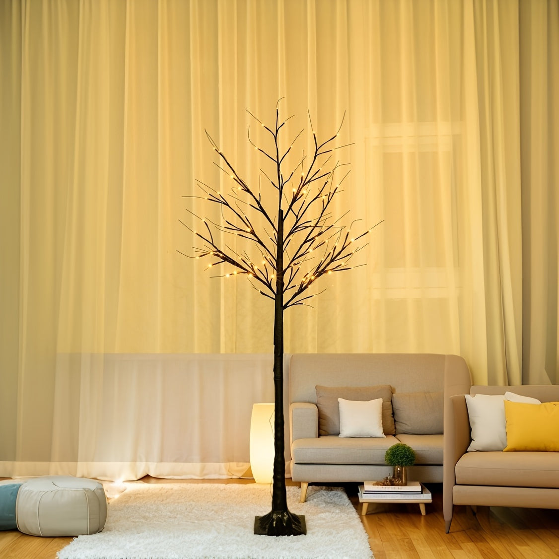 1Pc 121.92cm 152.4cm 182.88cm LED Birch Tree Light Lamp Floor Artificial Birch Tree With Light For Home Festival Party Birthday Wedding Christmas Thanksgiving Decoration Indoor And Outdoor Use