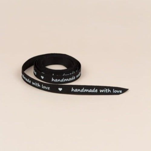 Black Handmade with love 5m Ribbon for Packing