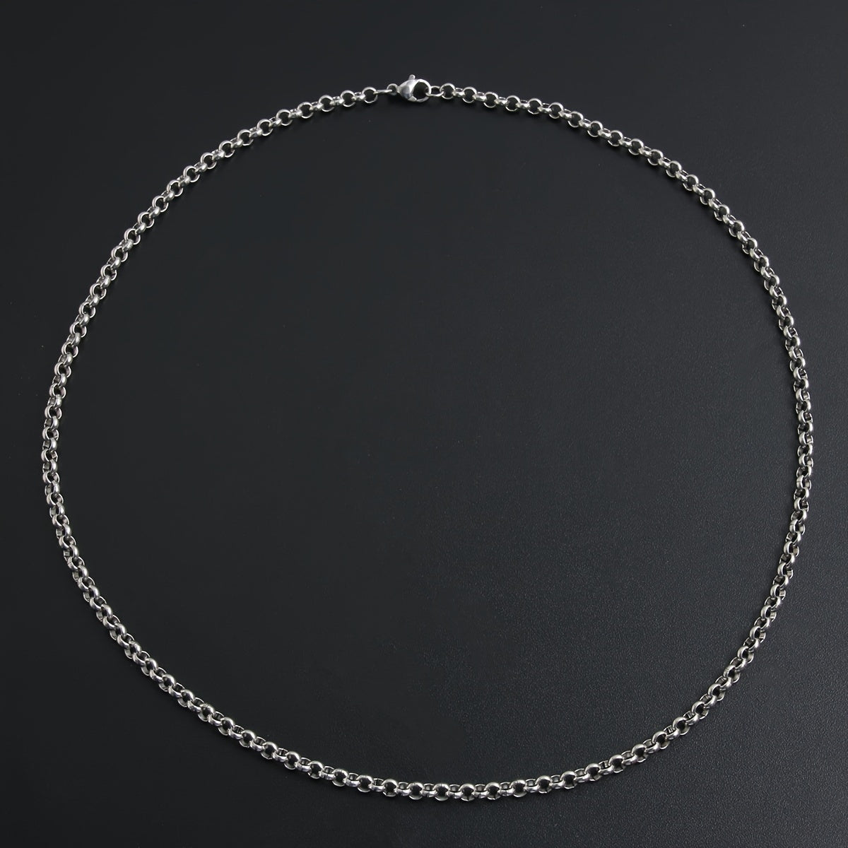 Stainless Steel Hip-Hop Punk Men's Necklace with O-Shaped Round Pearl Chain - Versatile & Stylish for Everyday or Party Wear