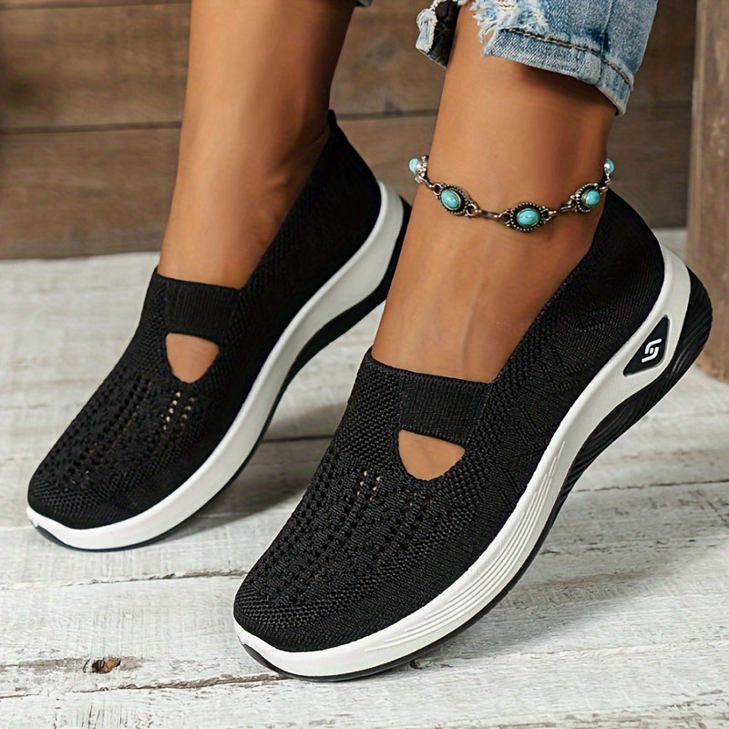 Women's Breathable Mesh Slip-on Sneakers - Casual Lightweight Walking Shoes with Rubber Sole, Fabric Insole, and No Embellishment - All-Season Comfort Vintage Style from Taizhou - Hand Washable