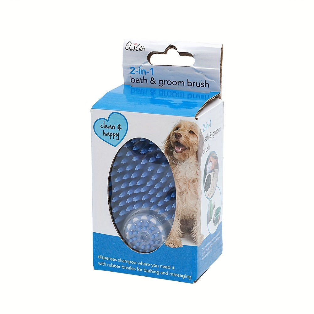 2-in-1 Pet Bath Brush, Soft Silicone Dog And Cat Shower Grooming Comb, Gentle Massage Rubber Comb For Pets, Easy Cleaning Spa Tool For Fur Beauty, Universal Pet Bathing Accessory