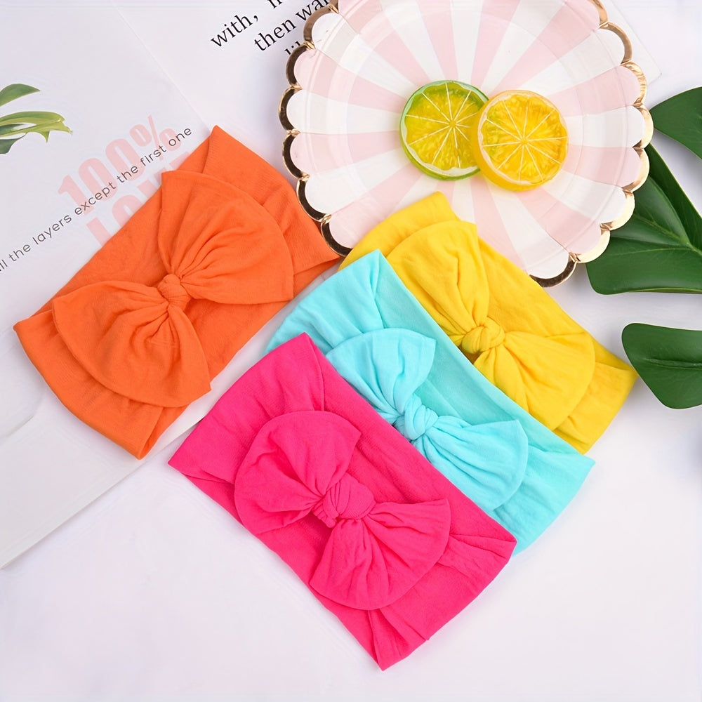 10pcs Morandi Color Youngsters Bow Headbands, Soft Nylon Hair Bands for Youngsters and Youngsters, Gentle on Hair, Festive Girls' Hair Accessories, Polyester Fiber Material