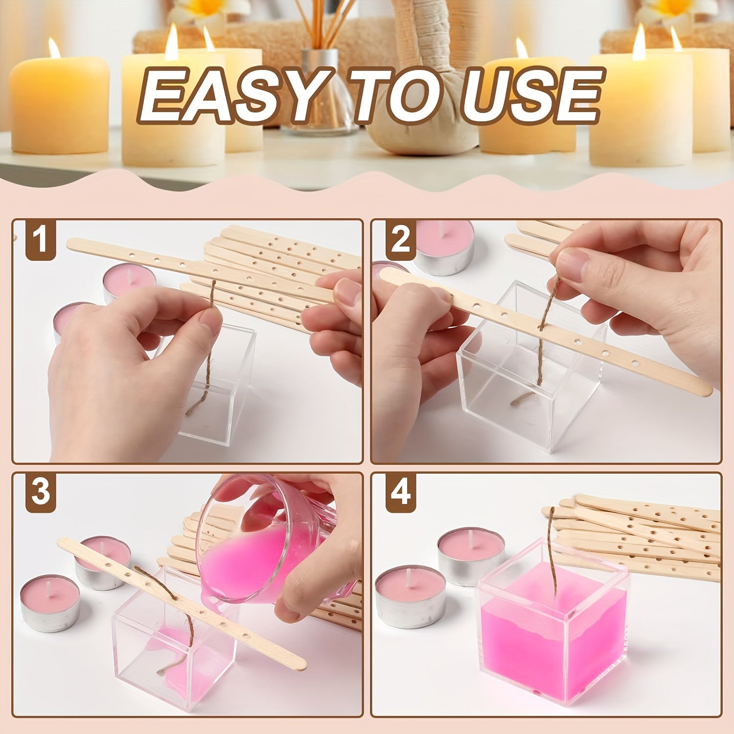 100pcs Wooden Candle Wick Holders - 7-Hole Design, Ideal for Large & Multi-Wick Candles, Durable Material, No Power Needed, Perfect for DIY Candle Making Projects, Suitable for Home Decor / Craft Enthusiasts