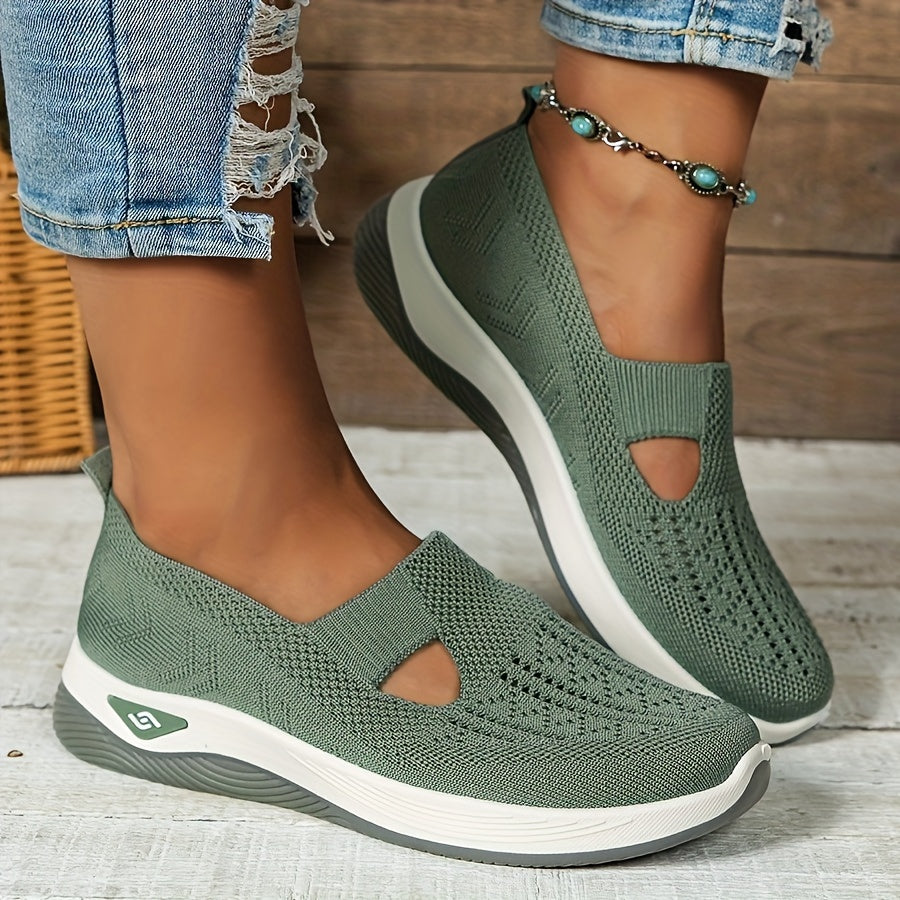 Women's Breathable Mesh Slip-on Sneakers - Casual Lightweight Walking Shoes with Rubber Sole, Fabric Insole, and No Embellishment - All-Season Comfort Vintage Style from Taizhou - Hand Washable