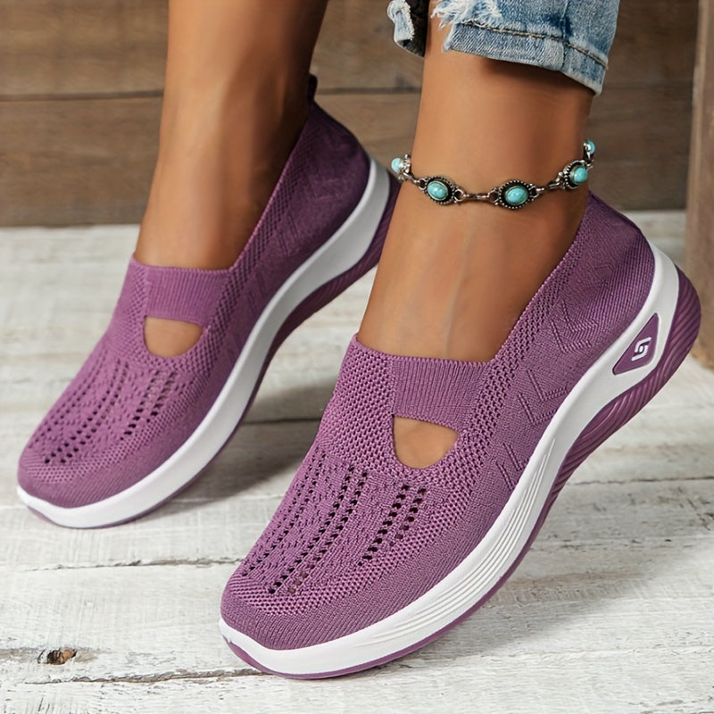 Women's Breathable Mesh Slip-on Sneakers - Casual Lightweight Walking Shoes with Rubber Sole, Fabric Insole, and No Embellishment - All-Season Comfort Vintage Style from Taizhou - Hand Washable