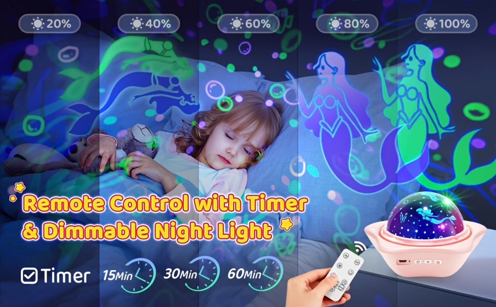 Mystical Unicorn Night Light Projector - 90 Vibrant Light Modes, 360° Silent Rotation, Rechargeable 2400mAh Battery, Dimmable Lamp with Timer & Infrared Sensor, 6 HD Projection Films, USB Charging, Portable Pink Bedroom Star Ceiling Projector with Auto-O