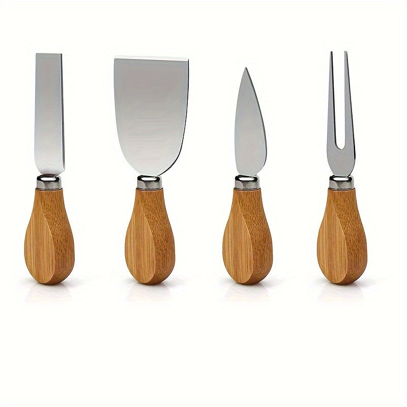 1 Set Premium Wooden Cheese Board Set - Complete with Knife & Fork, Stylish Cutting & Serving Platter for Home Kitchen, Restaurant, and Hotel Use - Durable, Easy to Clean, Perfect for Baking and Entertaining