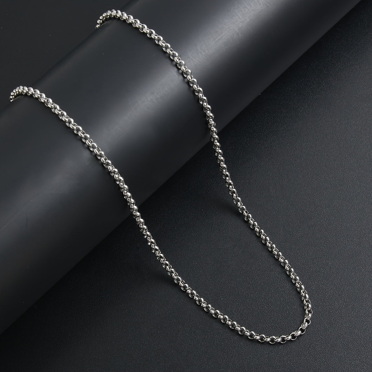 Stainless Steel Hip-Hop Punk Men's Necklace with O-Shaped Round Pearl Chain - Versatile & Stylish for Everyday or Party Wear