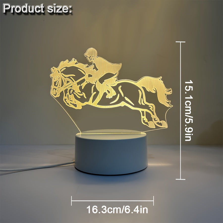 3D Vision Horse Night Light - USB Lamp with Monochrome Warm Glow, Plug-in Base, and Adjustable Brightness - Perfect Birthday Gift for Friends and Family, Suitable for Bedroom, Living Room, and Study