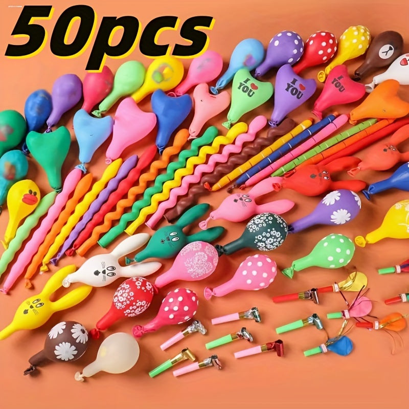 50pcs Quick Fill Balloon Set - Vibrant Party & Event Decor for Birthdays, Weddings, Holidays - Easy Assembly Included