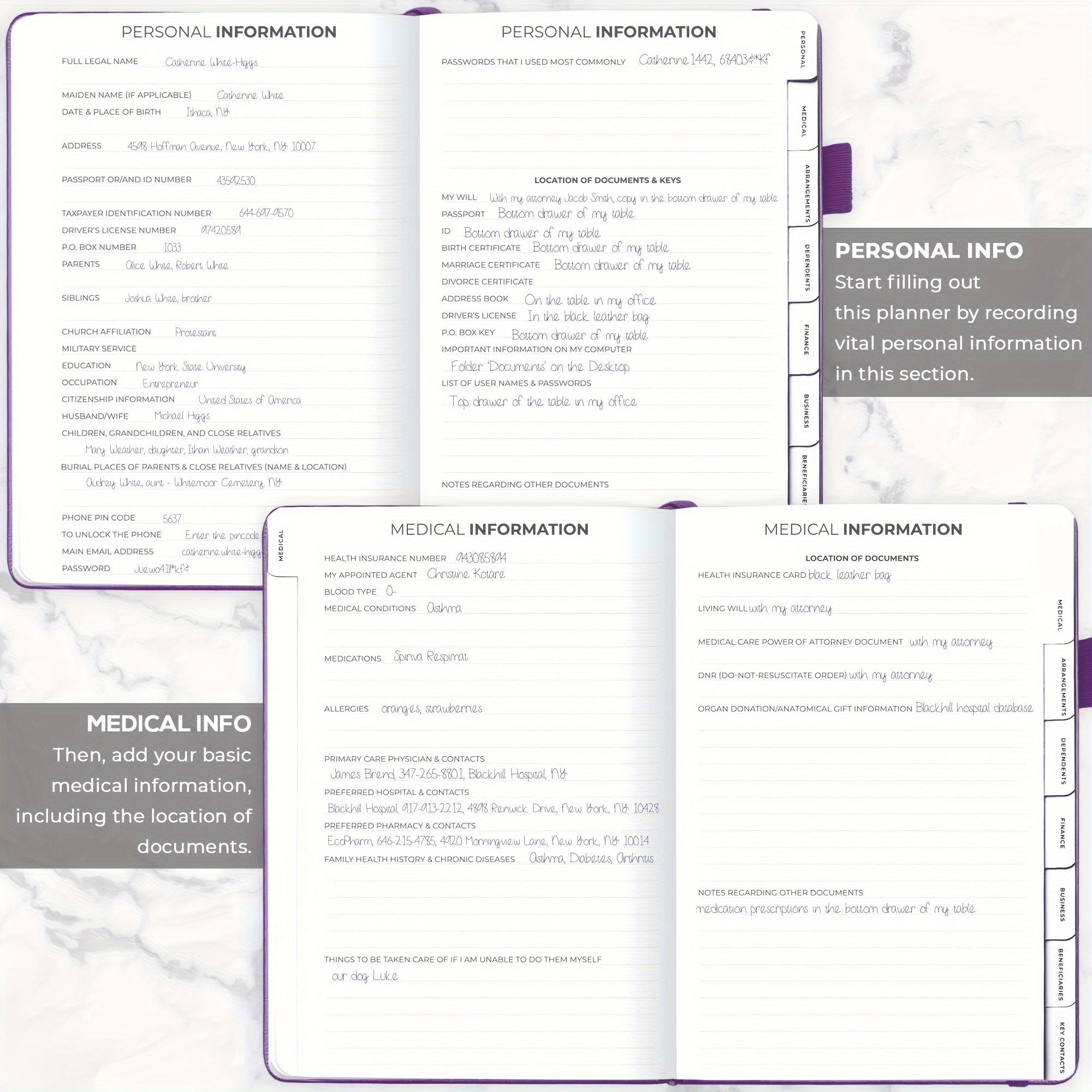 End of Life Planner, Large Tree Faux Leather Embossed Cover, Elderly End-of-Life Planner, Guide to Estate Planning Organizer and Beneficiary Planner Manual, Organizer of Final Arrangements for Beneficiaries, Will Preparation, Last Wishes and Funeral Plan