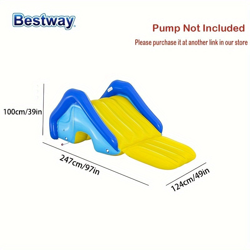 1pc Bestway Inflatable Pool Water Slide - Durable PVC, Yellow, 2.47m x 1.24m x 1.00m, Built-in Sprinkler, No Electricity Required, for Outdoor Leisure / Poolside Fun, Youngsters and Adults