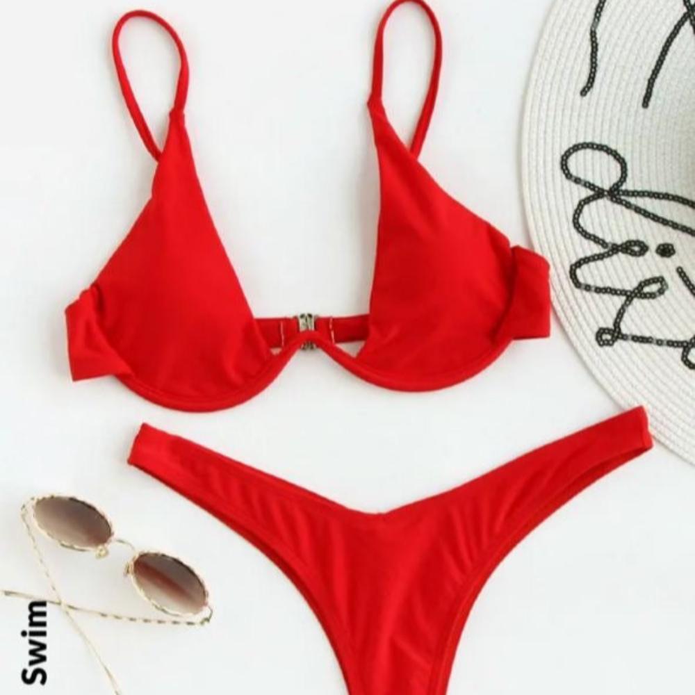 Ladies Mono Red Bikini Set