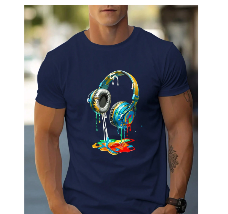 Manfinity Dauomo Men Casual Spring/Summer T-Shirt With Headphone Print