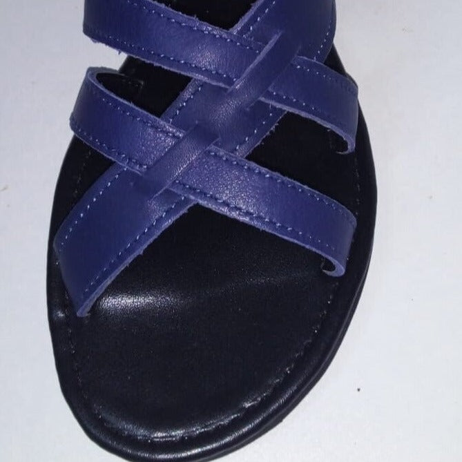 Premium Leather Summer Sandal- Cobalt Blue