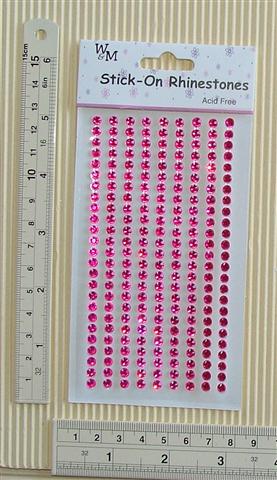 W&M Stick-On Rhinestones Round Cerise 4mm