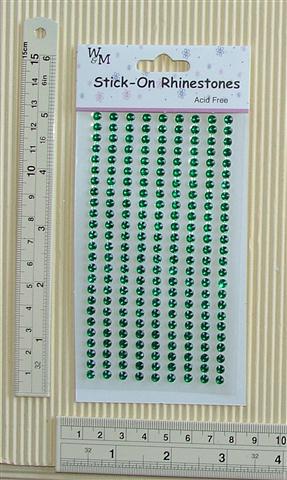 W&M Stick-On Rhinestones Round Green 4mm