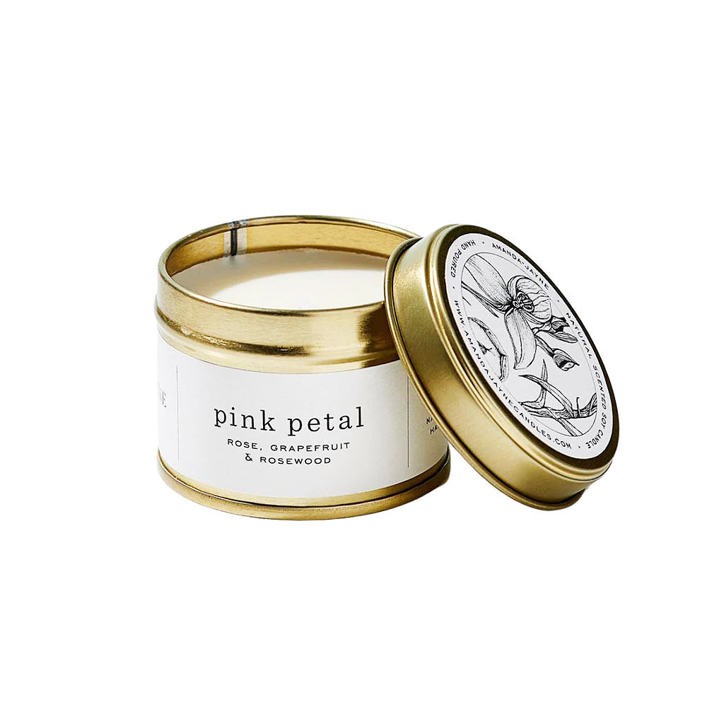 AMANDA & JAYNE Gold Tin Candle Collection - Pink Petal