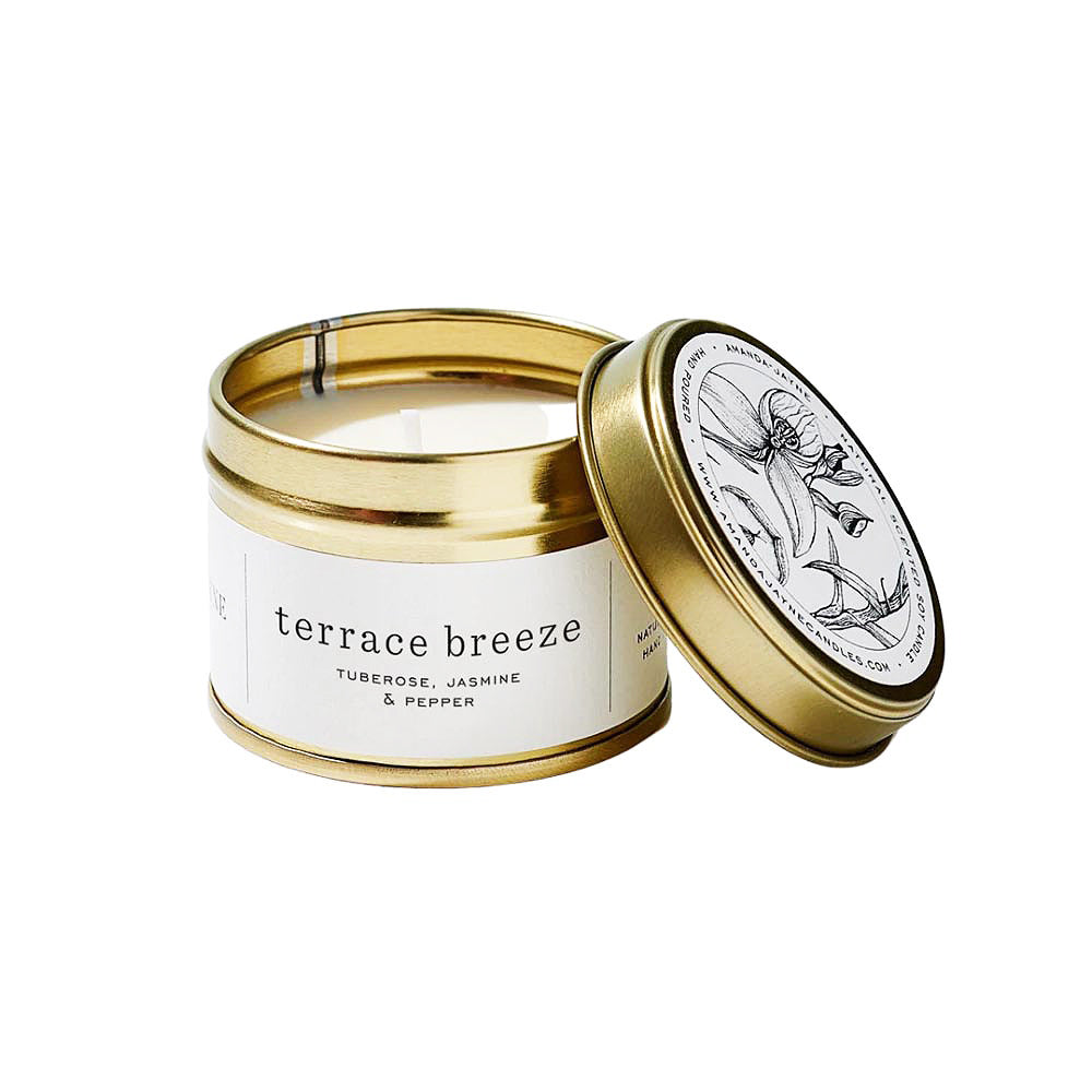AMANDA & JAYNE Gold Tin Candle Collection - Terrace Breeze